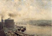 Meckel, Adolf von British Gas Works on the River Spree France oil painting reproduction
